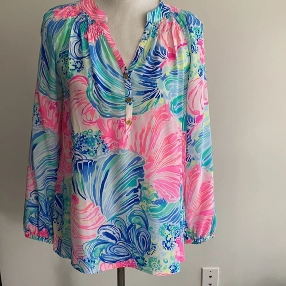 •Lilly Pulitzer• Beach Please Elsa Silk Blouse NWT - Picture 5 of 8